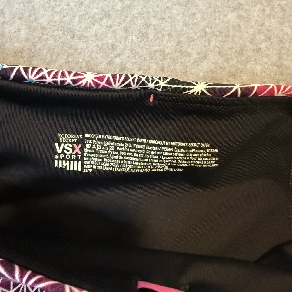 Victorias Secret Sport Knockout Leggings SIZE S Pink Black Sacred Geo Star Print - Picture 7 of 9